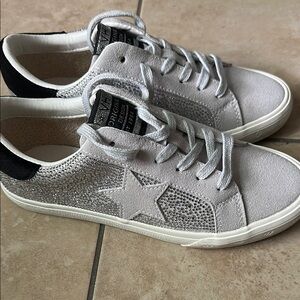Vintage Havana Grey suede rhinestone embellished Low Top Sneakers for Woman: 7.5